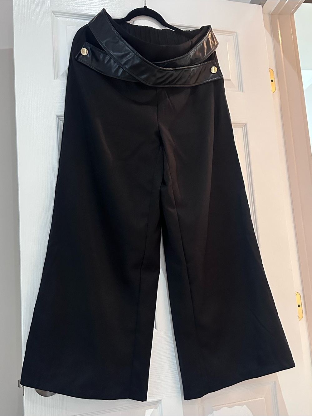 Black Dress Pants with Faux Leather Detail